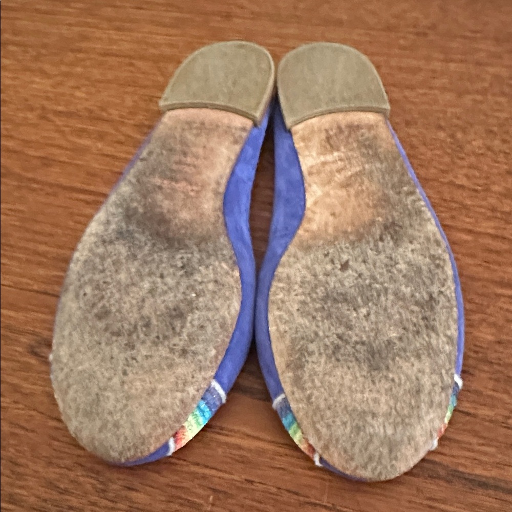 Oxford Blue Suede Flats with Rainbow Toe - Picture 2 of 2